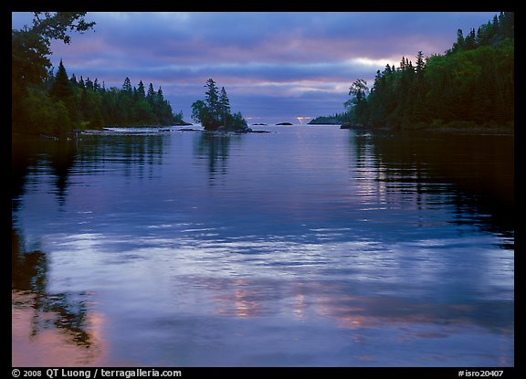 Islet in Chippewa Harbor at sunrise. Isle Royale National Park (color)