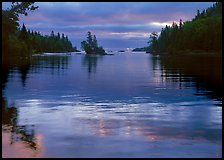 Islet in Chippewa Harbor at sunrise. Isle Royale National Park, Michigan, USA. (color)