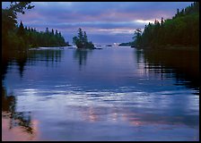 Islet in Chippewa Harbor at sunrise. Isle Royale National Park, Michigan, USA.