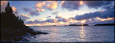 Lake Superior cloudy sunrise. Isle Royale National Park (Panoramic color)