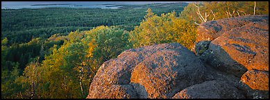 Rocky outcrop with last light. Isle Royale National Park (Panoramic color)