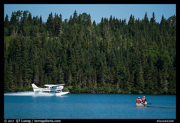 Seaplane and canoe. Isle Royale National Park, Michigan, USA.