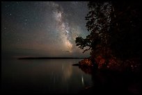 Milky Way and Smithwitck Island from Rock Harbor. Isle Royale National Park ( color)