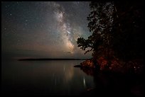 Milky Way and Smithwitck Island from Rock Harbor. Isle Royale National Park, Michigan, USA.