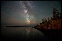 Milky Way, Smithwitck Island, Rock Harbor shores. Isle Royale National Park, Michigan, USA.