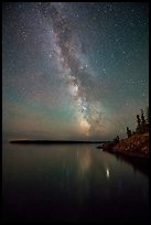 Milky Way reflected in Rock Harbor. Isle Royale National Park, Michigan, USA.