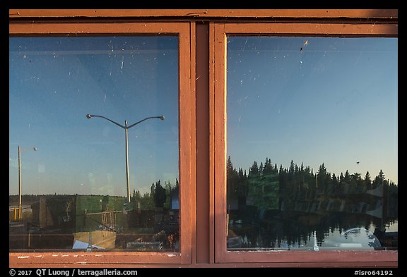 Snug Harbor window reflexion, Rock Harbor Visitor Center. Isle Royale National Park (color)