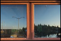 Snug Harbor window reflexion, Rock Harbor Visitor Center. Isle Royale National Park ( color)