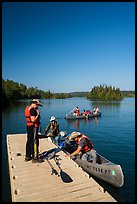 Canoists disembarking, Tobin Harbor. Isle Royale National Park ( color)