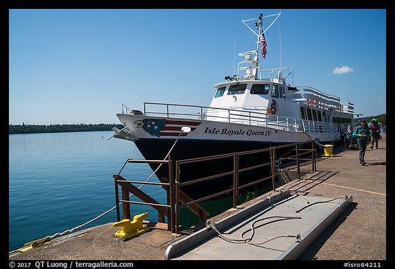 Backpackers and Isle Royale Queen IV ferry. Isle Royale National Park (color)
