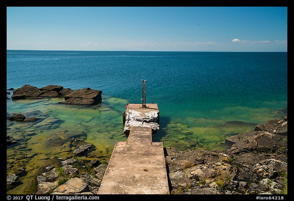 Abandoned dock and clear Lake Superior waters, Passage Island. Isle Royale National Park (color)