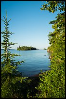 Shaw Island framed by trees of Tookers Island. Isle Royale National Park ( color)