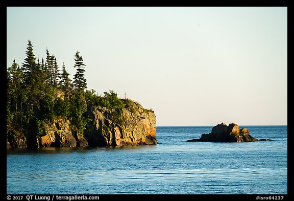 Sea cliffs and rocks, outer island. Isle Royale National Park, Michigan, USA.