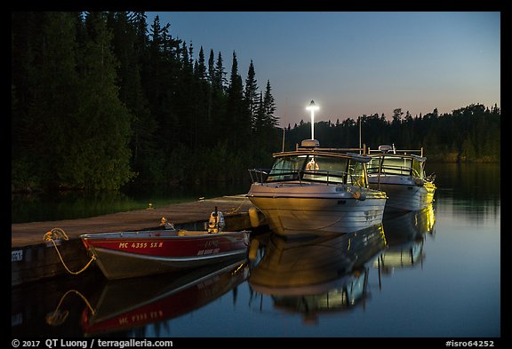 Rock Harbor marina at night. Isle Royale National Park (color)