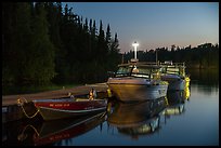 Rock Harbor marina at night. Isle Royale National Park, Michigan, USA.