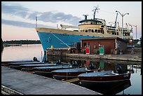 Rock Harbor marina with Ranger 3 ferry at dawn. Isle Royale National Park ( color)