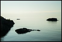 Dark rocks, early morning, Lake Superior. Isle Royale National Park ( color)