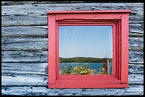 Net house window reflection, Edisen Fishery. Isle Royale National Park ( color)