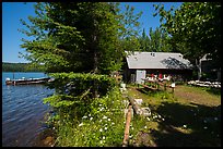 Bangsund Cabin and moose antlers collection. Isle Royale National Park ( color)