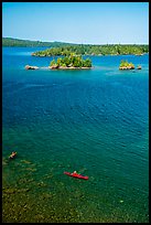 Kayakers, blue waters, and islets from above. Isle Royale National Park ( color)