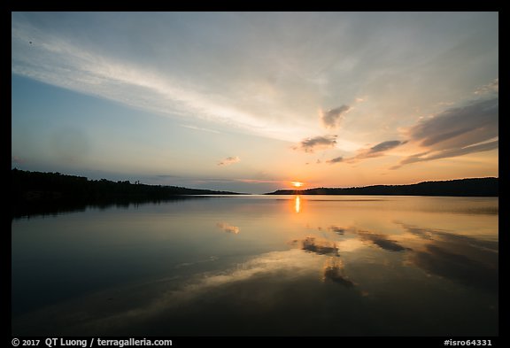 Sun rising over Moskey Basin,. Isle Royale National Park, Michigan, USA.