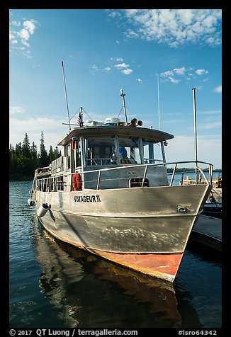 Voyageur II ferry moored at Rock Harbor. Isle Royale National Park, Michigan, USA.