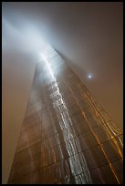 Moon and Gateway Arch south pillar soaring into clouds. Gateway Arch National Park ( color)