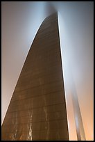 Profile view of Gateway Arch with top in clouds at night. Gateway Arch National Park ( color)