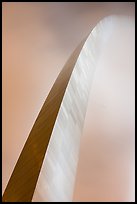 Curve of Gateway Arch on foggy night. Gateway Arch National Park, St Louis, Missouri, USA.