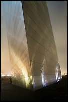 South pillar of Gateway Arch at night. Gateway Arch National Park, St Louis, Missouri, USA.