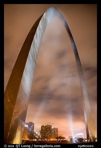 Downtown St Louis seen through Gateway Arch. Gateway Arch National Park (color)