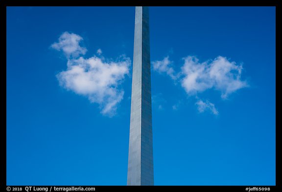 Symmetric view of Arch pillar with clouds and blue skies. Gateway Arch National Park (color)