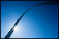 Gateway Arch from below with sun. Gateway Arch National Park ( color)