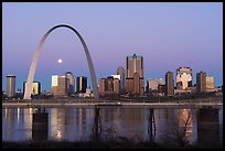 St Louis skyline and Mississippi River at dawn. Gateway Arch National Park ( color)