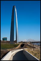 Pathway, railroad tunnel and arch. Gateway Arch National Park ( color)