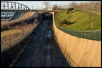 Curved south railroad walls and tunnel. Gateway Arch National Park ( color)