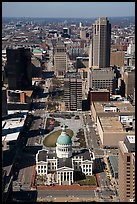 Old Courthouse and downtown St Louis from top of Arch. Gateway Arch National Park ( color)