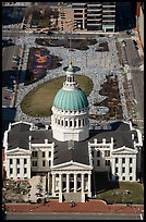 Old Courthouse and Kiener Plaza Park from top of Arch. Gateway Arch National Park ( color)