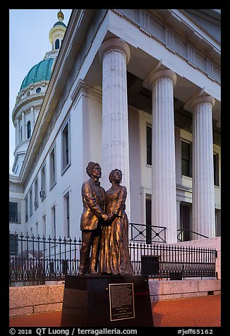 Old Courthouse with statue of Dred and Harriet Scott. Gateway Arch National Park (color)