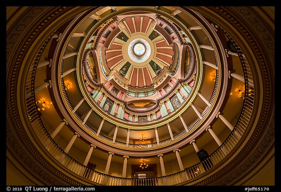 Interior of dome from below, Old Courthouse. Gateway Arch National Park, St Louis, Missouri, USA.