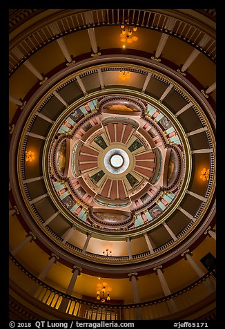 Looking up rotunda and dome, Old Courthouse. Gateway Arch National Park, St Louis, Missouri, USA.