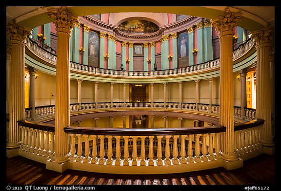 Elaborately decorated interior of Old Courthouse rotunda. Gateway Arch National Park (color)