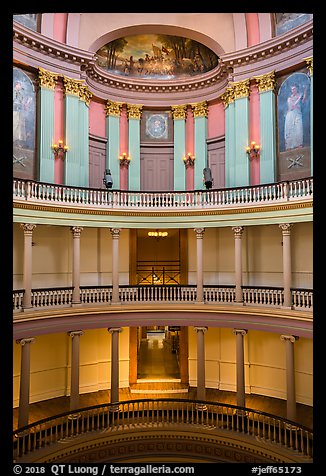 Old Courthouse rotunda with columns in diverse styles. Gateway Arch National Park (color)