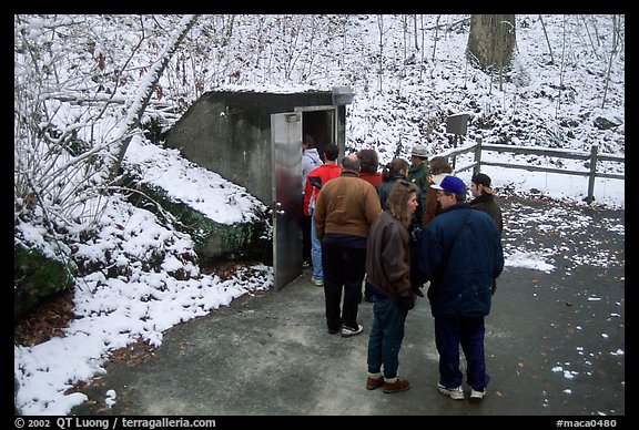 Entrance of Frozen Niagara section of the cave in winter. Mammoth Cave National Park, Kentucky, USA.