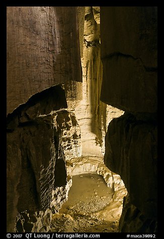 Shaft and pool inside cave. Mammoth Cave National Park, Kentucky, USA.