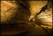 Couple walking down path in cave. Mammoth Cave National Park ( color)