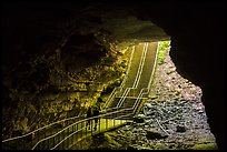 Visitors walk out of cave via historic entrance. Mammoth Cave National Park ( color)