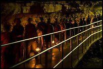 Motion blurred visitors holding lanterns. Mammoth Cave National Park ( color)
