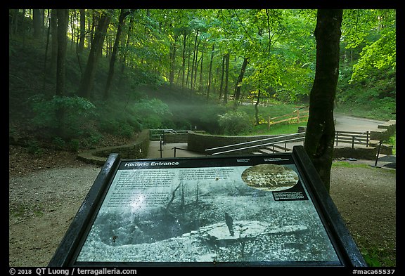 Historic entrance interpretive sign. Mammoth Cave National Park, Kentucky, USA.