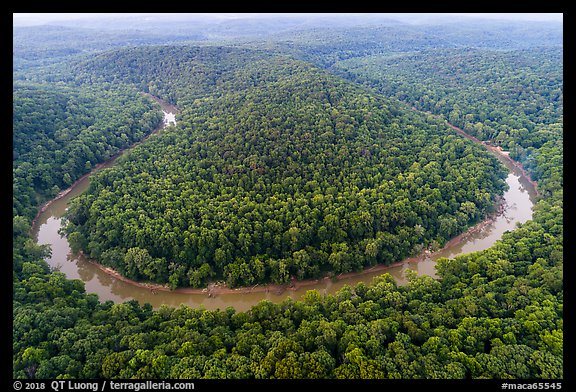Aerial view of Green River bend. Mammoth Cave National Park (color)